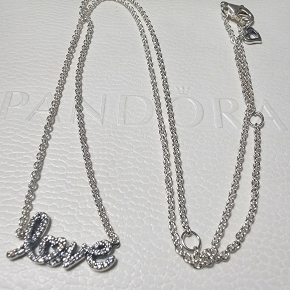 Pandora Sparkling Handwritten Love Collier Necklace - Picture 1 of 10
